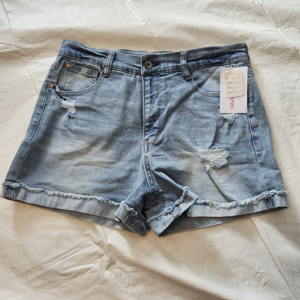 Wallflower Light Blue Distressed Jean Shorts